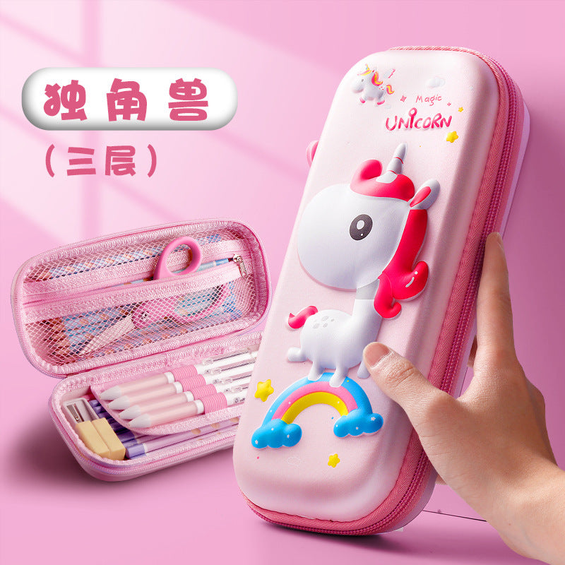 Factory direct sales 3D decompression Korean version creative multi-function large-capacity pencil case kindergarten cartoon cute pet stationery box