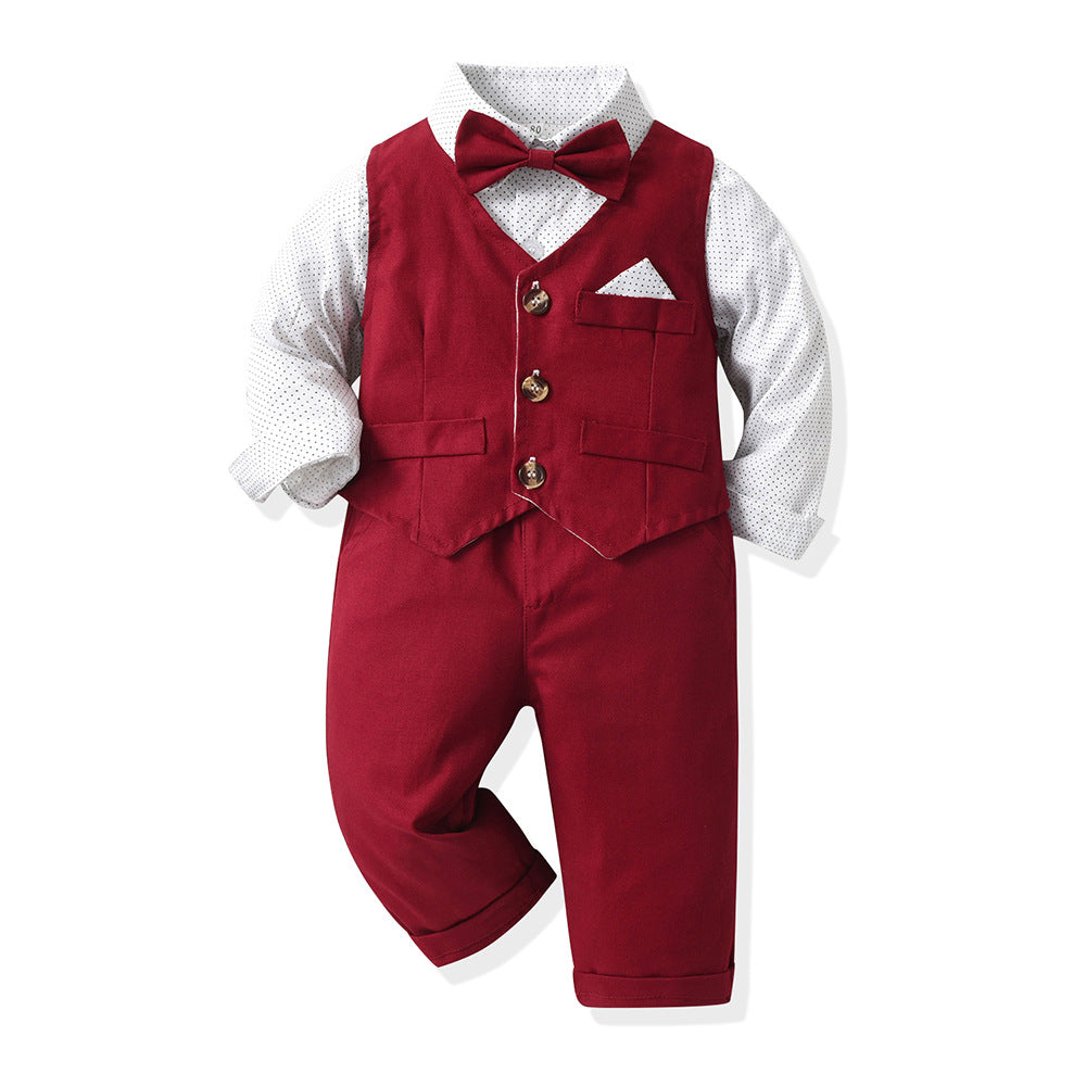 Spring & fallkids suit suit handsome boy flower girl vest dress baby boy first birthday medium big child suit