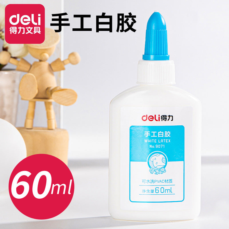 Deli white glue white latex water quick-drying latex 60ml children's DIY woodworking glue kindergarten handmade glue wholesale