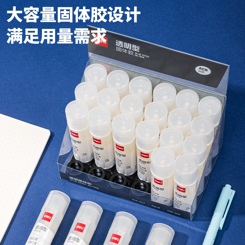 Deli 7108 large 21g transparent solid glue ACR material handmade glue stick wholesale strong stickiness student office