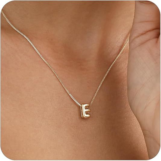 European and american cross-border new product initial necklace fashion bubble 26 letter pendant box chain jewelry women's versatile clavicle chain