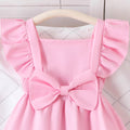 summer girls' tank top pink big bow flutter sleeve dress kids sweet sleeveless dress children's clothing in stock