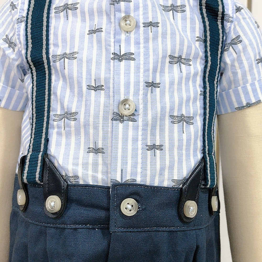 export original british short-sleeved short-climbing summerboy flat-climbing cotton fake two-piece shirt suspenders one piece dropshipping