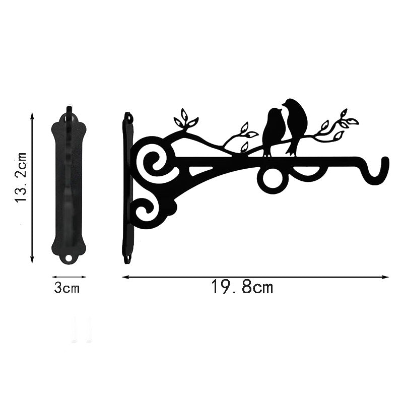 European-style wall-mounted iron flower basket, wall decor hanging basket, flower rack, hanging plant stand, living room balcony green plant ornament, black