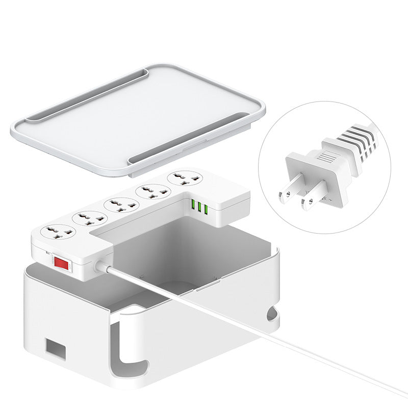 Lidenuo USB porous fast charging socket storage box with wireless charging, multi-functional 5-position socket board storage box 2 meters