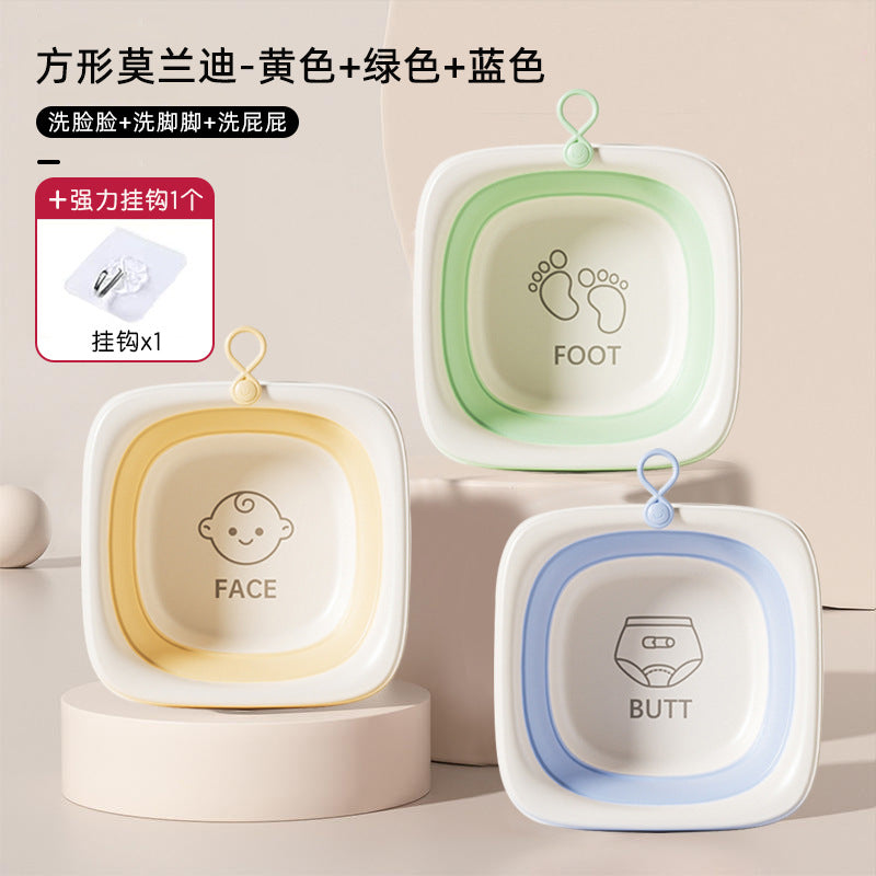 Wholesale newborn baby folding wash basin - square kids foot & bottom washing plastic basin - dormitory & home use small washbasin