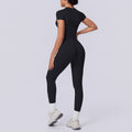 fashion seamless knittingpure color tight breathable long yoga suit sports running fitness two-piece set