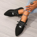 Exportplus size spring new arrivalplaid low heel pointed toe fashion deep mouth soft bottom front tie back tweed styleflats women