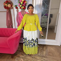 Aliexpress elegant commute top & skirt set - pleated skirt, african women's plus size printed dress