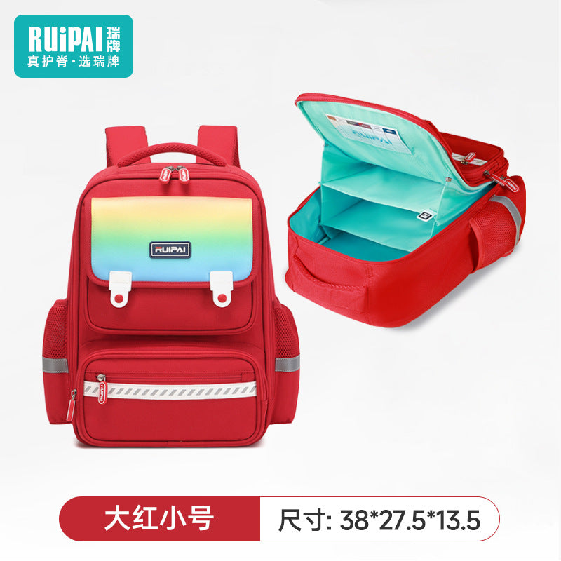 Rui brand children's schoolbags for men and women, grades one, two, three to six, large-capacity spine protection and burden reduction schoolbags, customized by primary school manufacturers