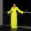 European and american cross-border women's fashion  winter new arrival: solid color long sleeve v-neck button-down waist-cinching front slit elegant dress