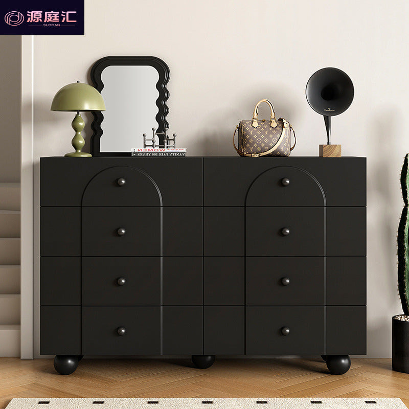 Solid wood bedroom nightstand with multiple drawers, storage cabinet, living room side table, small apartment rental unit organizer
