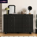 Solid wood bedroom nightstand with multiple drawers, storage cabinet, living room side table, small apartment rental unit organizer