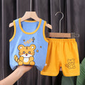 Kids' tank top set - summer new arrival: pure cotton girls' shorts outfit, korean style sleeveless set for baby boys and girls