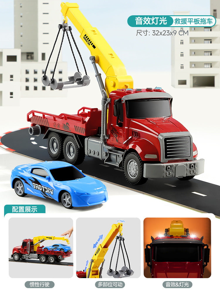 Kids' large fire truck ladder cargo rescue truck tractor truck construction crane tow truck toy for boys, ages 3-6