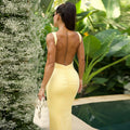 European and american cross-border  autumn new fashion solid color elegant slim-fit ribbon backless sexy bodycon dress for women