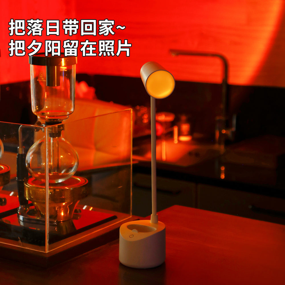 Versatile sunset lamp - usb rechargeable, perfect for student dorms, reading, home desktop ambiance, and adjustable dimming night light