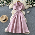 Elegant and chic notch lapel short sleeve dress - women's summer korean style, slimming a-line, office-ready, and perfect for special occasions