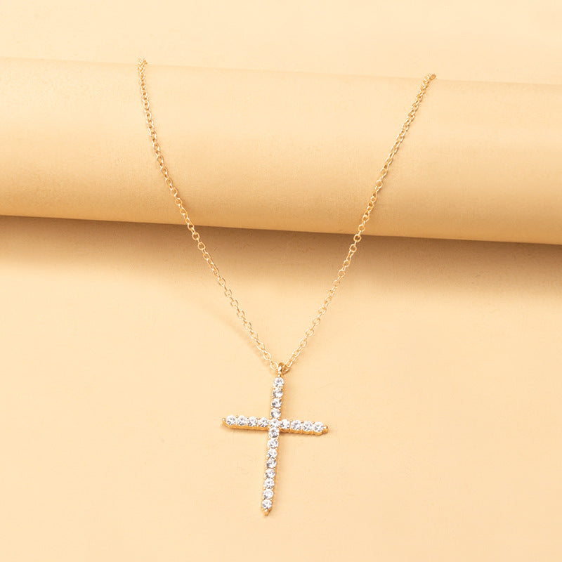 Wholesale "instagrammable" cross necklaces - cross-border amazon trendy, unique, high-end diamond-studded jewelry sweater chains for women