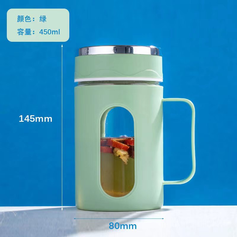 Business handle cup glass office for homecasual drinking water tea cup large capacity drainage floor push gift cup