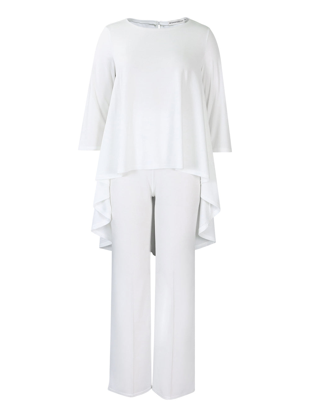 Amazon fashion women's plus size irregular top and wide leg pants set - european and american style two-piece outfit