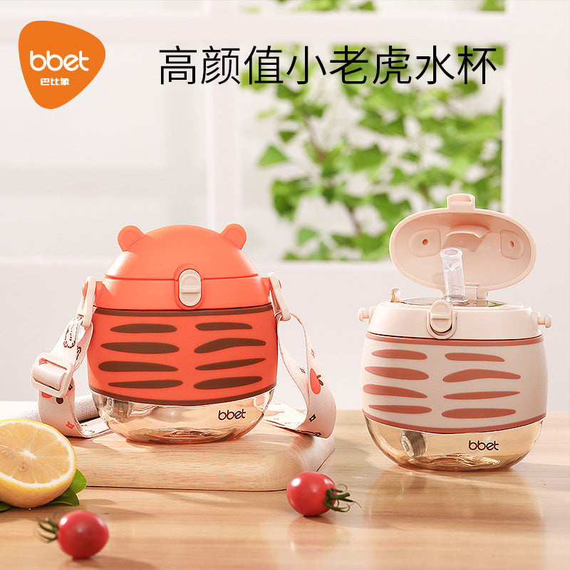 Newborn baby training cup, ppsu kids water bottle, cartoon tiger baby kindergarten school drinking cup