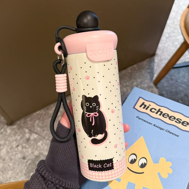 Ready-to-ship, high-demand, aesthetically pleasing floating ball water bottle. made with 316 stainless steel, this insulated tumbler is perfect for students. large capacity, cartoon-style, and irresistibly cute