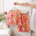 Kids' lace-trimmed skirt and pants set pajamas - new summer styles for lounging and strolling - girls' sleeveless outfit - cross-border e-commerce