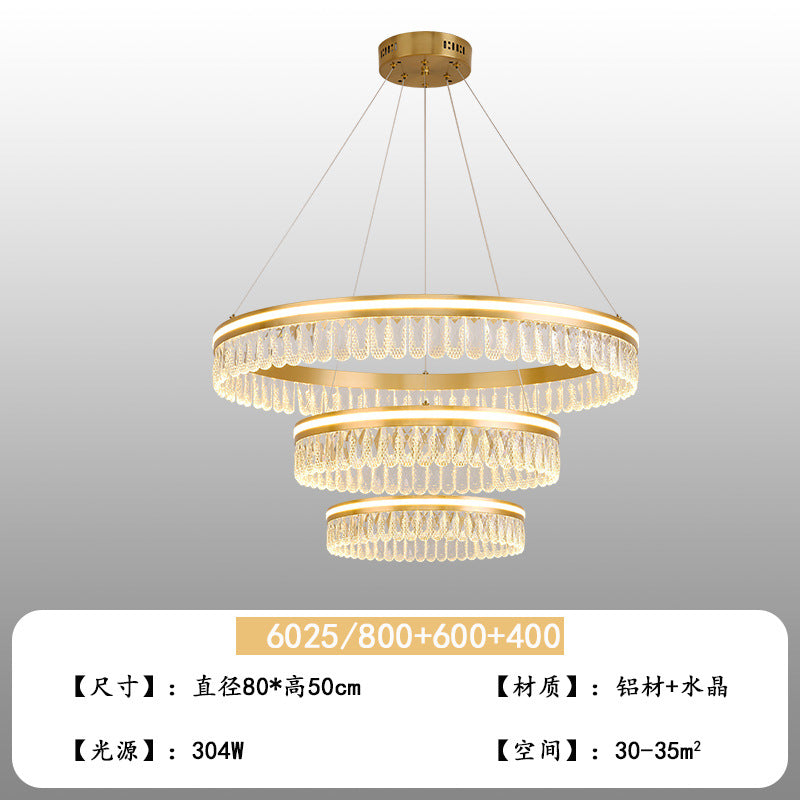 Italian light luxury crystal living room chandelier modern simple round master bedroom lighting creative dining room 2023 new