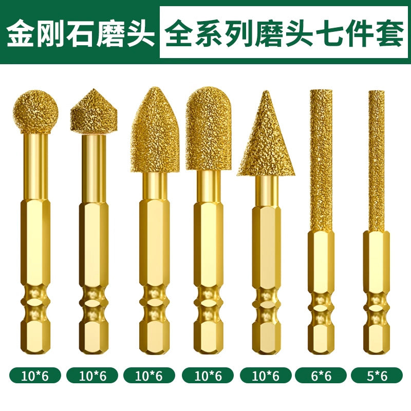Baolian diamond grinding head hexagonal shank carbide rotate file cast iron stone hand electric drill brazing and polishing handy gadget