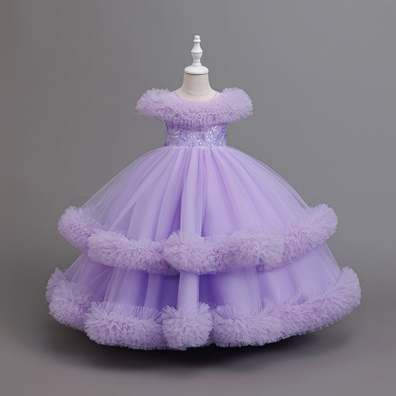Fashionexportnew arrivalgirl princess dress stage performance baby girl birthday puff cake skirt kids dress