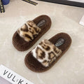 Cute leopard print cat paw slippers for women, new 2025 autumn/winter collection, non-slip indoor house slippers, wholesale cotton slippers for supermarkets