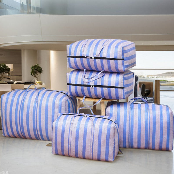 Moving packing bag, quilt storage bag, large-capacity portable clothing, duffel bag, snakeskin striped woven bag wholesale