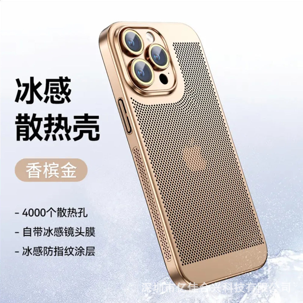 17 electroplated cooling mesh case for iphone 16 pro max, cooling phone case for iphone 15, apple 13 full coverage protective case