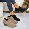 Wholesale women's plus size crossover buckle square heel chelsea boots - new autumn/winter  collection with side zipper