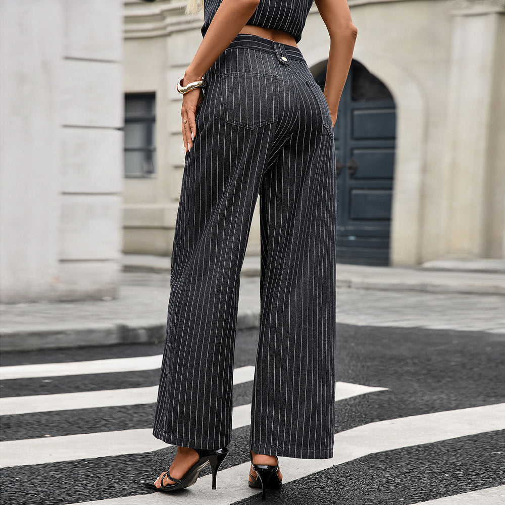 European and american cross-border e-commerce women's autumn new arrivals:  independent store washed fashionable elegant denim sleeveless set
