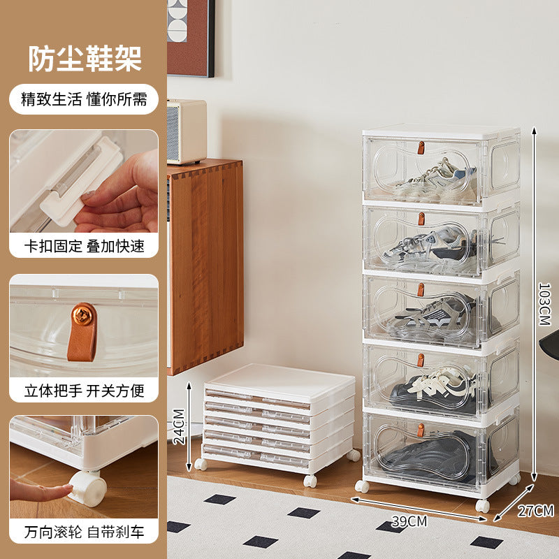 Door shoe cabinet foldable transparent large-capacity multi-layer shoe display finishing box installation-free dust-proof clean storage