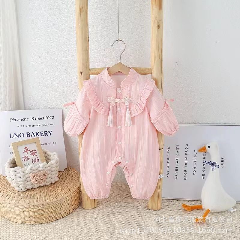 Baby clothes spring & fall chinese style 100-day one-piece baby girl full-month suit new chinoiserie ha shirt long sleeves climbing suit