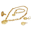 18k gold-plated medusa pattern jewelry set - hexagon pendant necklace, earrings, bracelet, and ring four-piece set