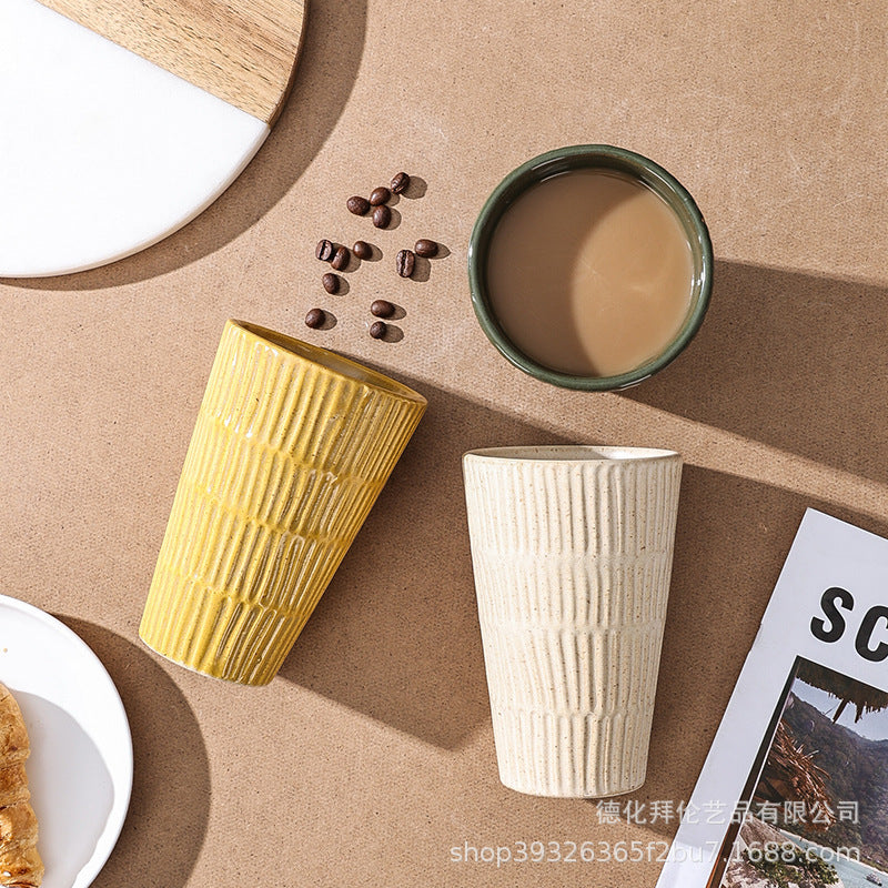 Ins creative bamboo pattern tall mug - large capacity milk & coffee cup for home, office, and large-sized drinking cup
