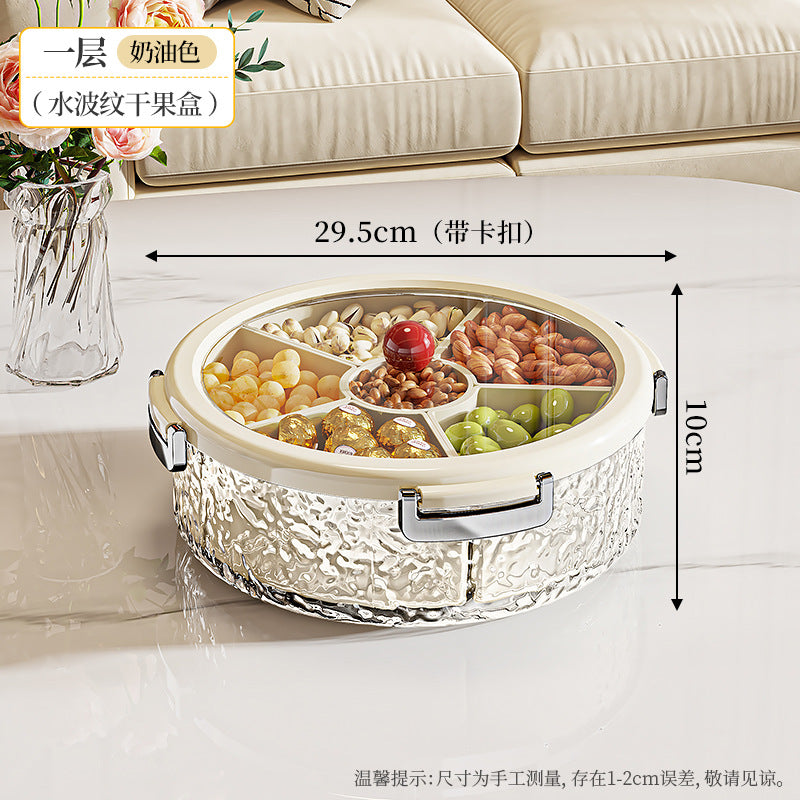 Light luxury grid dried fruit plate, nut plate storage box, snacks, living room coffee table placement, advanced wedding multi-layer large capacity