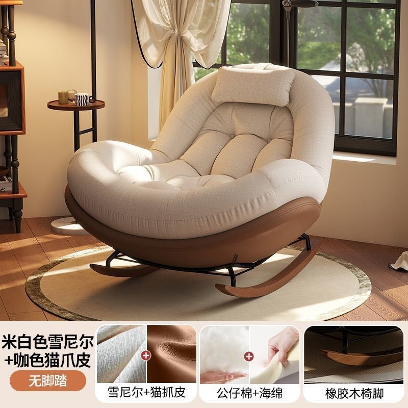 New arrival balcony chair rocking recliner casualfor home adult lazy sofa chair eggshell sleeping single rocking chair