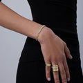 European and american popular paper clip splicing rectangular zircon bracelet for women cross-border e-commerce popular crystal birthstone bracelet