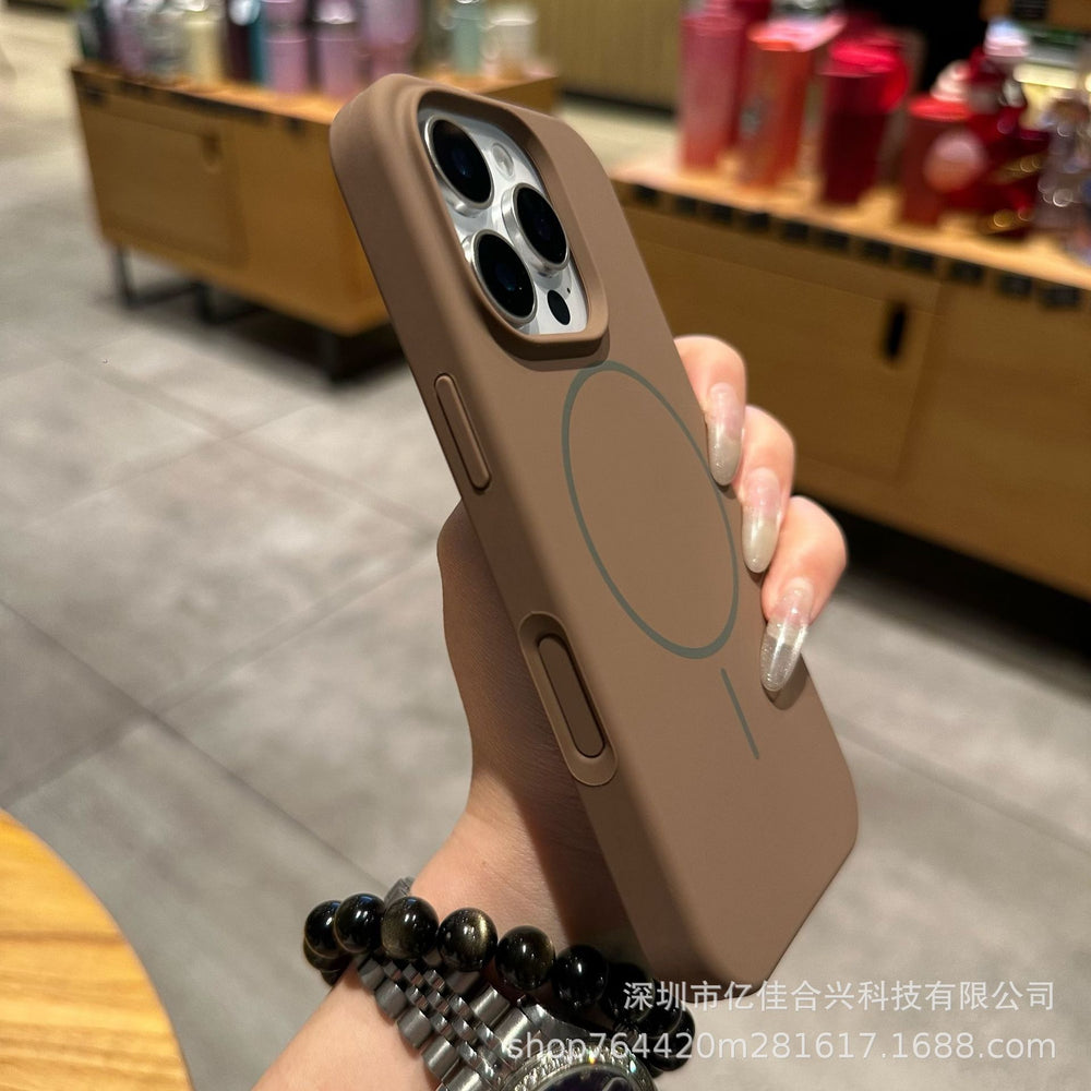 Suitable for apple 17 all-inclusive anti-fall ai button mobile phone case liquid silicone thin ring magnetic suction iphone16 large hole 14