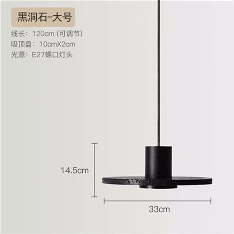 Wabi Sand Wind Minimalist Bedside Small Chandelier Creative Restaurant Bar Designer Black Hole Stone Bedroom Long Line Single Head Chandelier