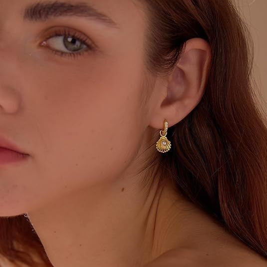 European and american amazon new scallop beach retro chic earrings elegant jewelry earrings travel party gift for women