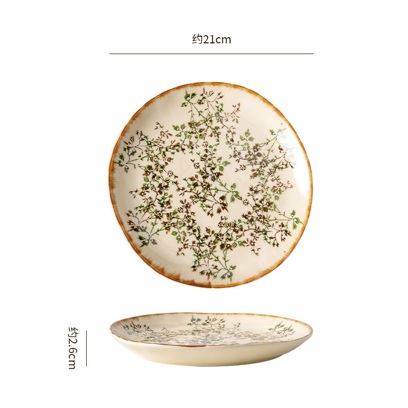European retro irregular ceramic bowl, plate, and dish set - stylish, high-value tableware for restaurants and home use, rustic farmhouse ceramic dinnerware set