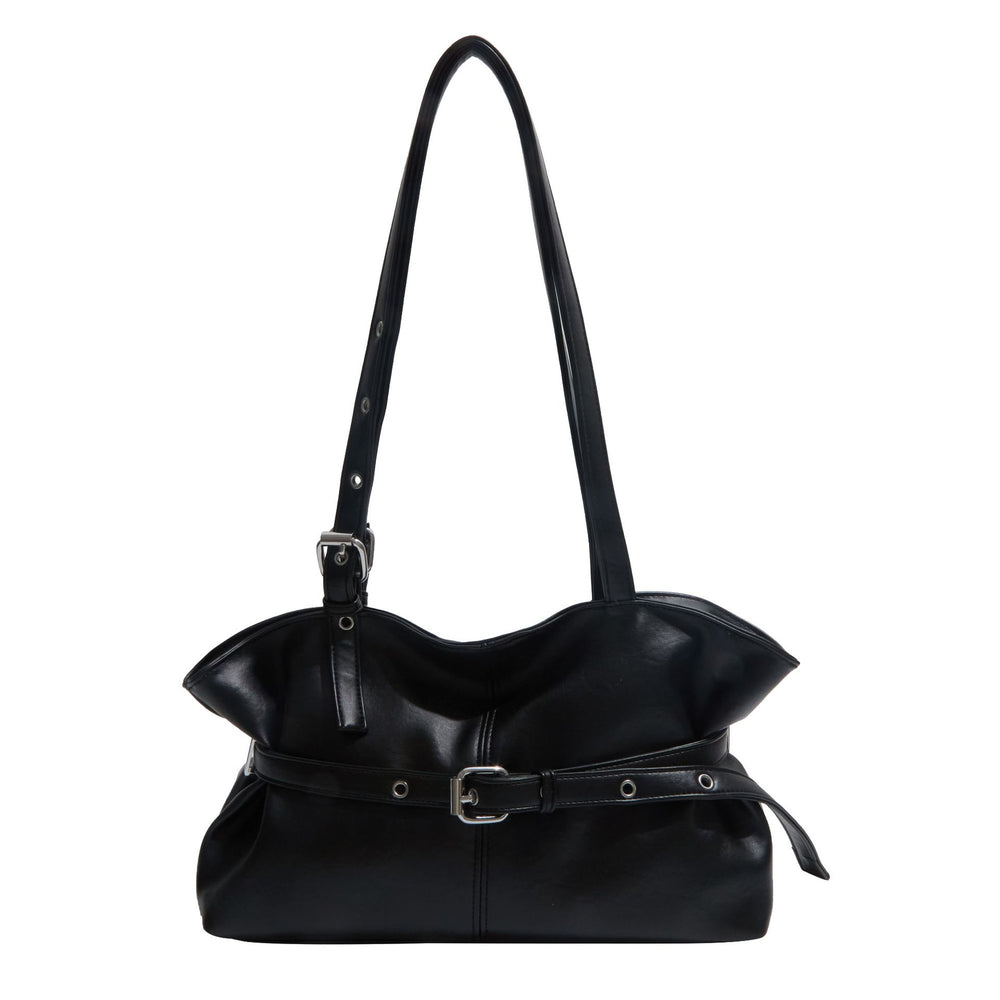 2026 early spring hot-selling chic handbag - women's unique leather belt-embellished high-end underarm bag - large capacity commuter bag