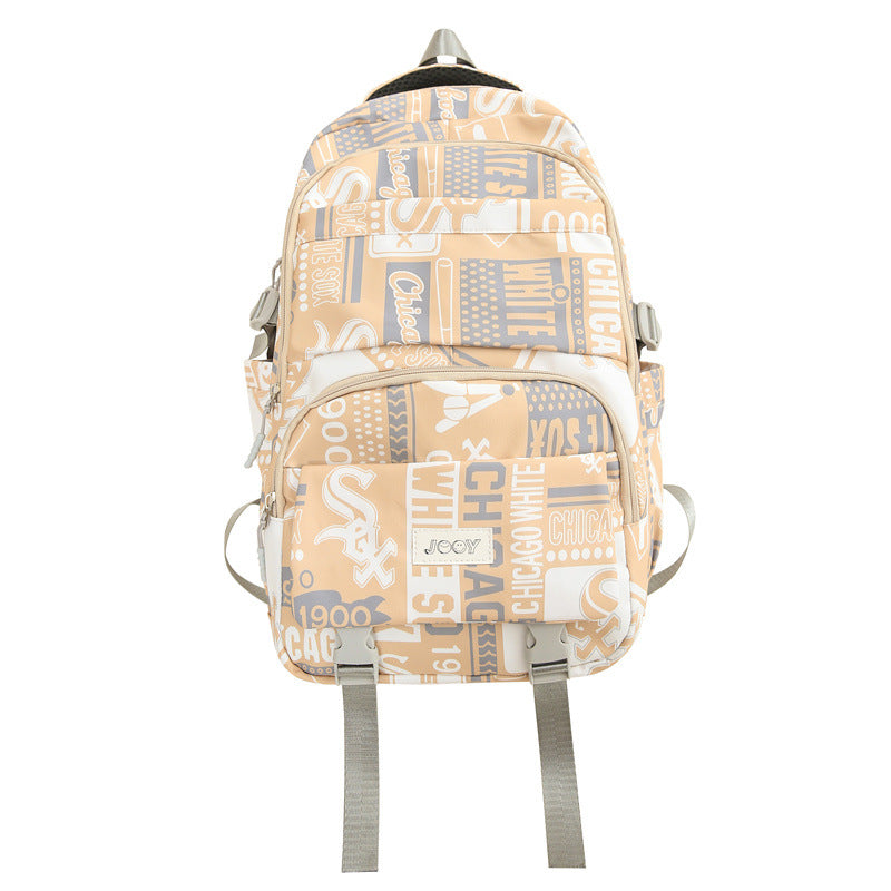 New large-capacity Korean version of middle school students, junior high school backpacks, men's fashion trend graffiti schoolbags, women's strong backpacks