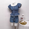 Ready stock - 195051# european and american export cross-border niche beautiful unique puff sleeve women's slim-fit flattering blouse